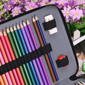 img 2 attached to 🖍️ BTSKY 200-Slot Colored Pencil Organizer - Premium PU Leather Pencil Holder Case with Detachable Handle Strap - Large Pencil Box for Colored Pencils, Watercolor Pencils - Brown