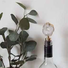 img 2 attached to 💎 Nikita By Niki Gold-Plated Gilded Edge Agate Crystal Geode Wine & Champagne Bottle Stopper, Presented in a Premium Luxury Gift Box