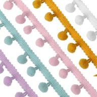 🎨 colorful 10mm pom pom trim ball fringe ribbon - diy sewing lace trim for home décor (yellow, purple, pink, white, blue) logo