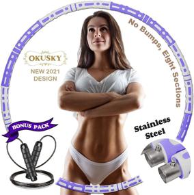 img 4 attached to OKUSKY Weighted Hoop for Adults - Hula Fitness Hoop, 8 Sections, Stainless Steel, Weight Loss, Weighted Hoola Hoop, Holahoops, Exercise, Fitness, Workout