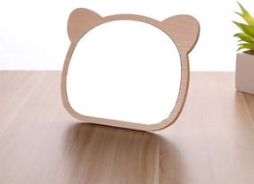 img 3 attached to 🐻 Vintage Wood Table Mirror with Stand - Cute Makeup Mirror for Personal Vanity, Home Decor - Ideal for Women and Girls (Bear Theme)