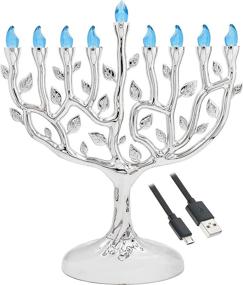 img 4 attached to 🔌 The Dreidel Company Traditional LED Electric Silver Hanukkah Menorah - Battery or USB Powered - Shop Now!