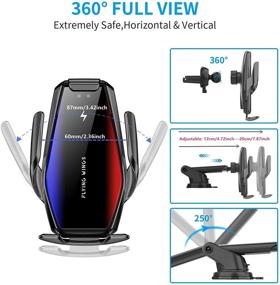 img 1 attached to 🔌 15W 2 в 1 беспроводное автомобильное зарядное устройство с автоматическим зажимом, крепление для зарядки на приборной панели и лобовом стекле для iPhone 12/11/X/8, держатель для телефона воздушного потока Touch Sensor для Samsung Galaxy S21/S20/S10/Note 20/9