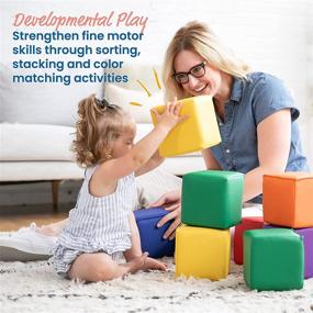 img 1 attached to ECR4Kids-ELR-033 Patchwork Toddler Block Playset - Safe Foam Blocks for Active Play & Building, Primary Colors (12 Piece Set) - Enhanced SEO
