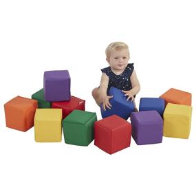 img 4 attached to ECR4Kids-ELR-033 Patchwork Toddler Block Playset - Safe Foam Blocks for Active Play & Building, Primary Colors (12 Piece Set) - Enhanced SEO