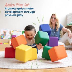 img 2 attached to ECR4Kids-ELR-033 Patchwork Toddler Block Playset - Safe Foam Blocks for Active Play & Building, Primary Colors (12 Piece Set) - Enhanced SEO