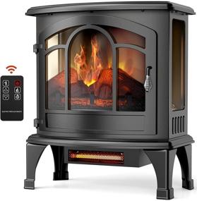 img 4 attached to 🔥 NookNova 22’’ Electric Fireplace Heater - Stunning 3D Flame, Easy Remote Control, Adjustable Thermostat & Overheat Protection - Infrared Stove
