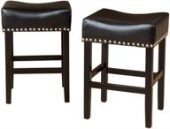 🪑 2-piece set of black christopher knight home laramie bonded leather backless counterstools logo