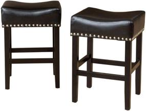 img 4 attached to 🪑 2-Piece Set of Black Christopher Knight Home Laramie Bonded Leather Backless Counterstools