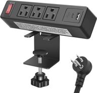 convenient desk mount power strip with usb ports & 💡 fast charging outlets - ideal for home office, garage, and workshop logo