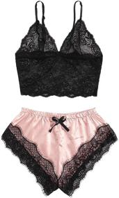 img 4 attached to 🔥 SweatyRocks Women's Lace Cami Top with Shorts & Panties - 2 Piece Set of Sexy Lingerie Pajamas