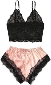 img 3 attached to 🔥 SweatyRocks Women's Lace Cami Top with Shorts & Panties - 2 Piece Set of Sexy Lingerie Pajamas