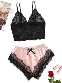 img 2 attached to 🔥 SweatyRocks Women's Lace Cami Top with Shorts & Panties - 2 Piece Set of Sexy Lingerie Pajamas