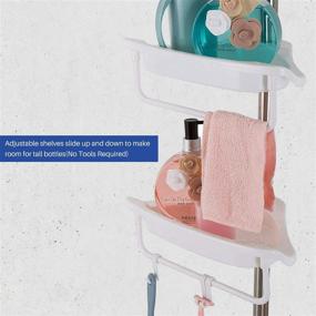 img 1 attached to 🚿 H&A Strong Shower Storage Caddy: Sturdy Tension Corner Pole Caddy for Rustproof, Adjustable Bathroom Bathtub Corner Rack - Ivory, Commercial Grade