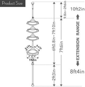 img 2 attached to 🚿 H&A Strong Shower Storage Caddy: Sturdy Tension Corner Pole Caddy for Rustproof, Adjustable Bathroom Bathtub Corner Rack - Ivory, Commercial Grade