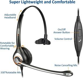 img 1 attached to 🎧 Premium Cell Phone Headset with Noise Cancelling Mic & Call Controls - Ideal for iPhone, Laptop, PC, Tablet, Skype, K12 School, Home Office, and Business - Crystal Clear Chat & Ultimate Comfort