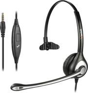 🎧 premium cell phone headset with noise cancelling mic & call controls - ideal for iphone, laptop, pc, tablet, skype, k12 school, home office, and business - crystal clear chat & ultimate comfort logo