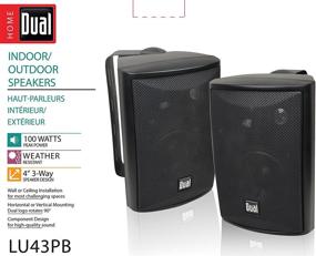 img 3 attached to Enhance Your Audio Experience with Dual Electronics LU43PB: High Performance 3-Way Indoor/Outdoor Speakers for Powerful Bass and Expansive Stereo Sound Coverage! All Weather Resistance and Effortless Mounting Swivel Brackets Included. Sold in Pairs in Sleek Black Case!