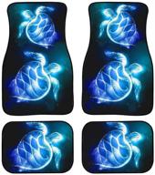 aoopistc blue neon sea turtle car floor mat-4 piece set rubber anti-slip floor mat for sedan logo