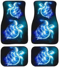 img 4 attached to Aoopistc Blue Neon Sea Turtle Car Floor Mat-4 Piece Set Rubber Anti-Slip Floor Mat For Sedan