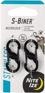 🔒 nite ize s-biner microlock key holder with locking mechanism: stainless-steel, black logo
