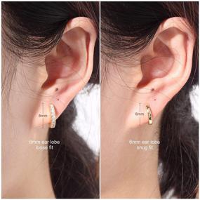 img 1 attached to 💎 2 Pair Small Earrings for Women, 18K Gold Plated Cubic Zirconia Cuff Huggie Stud, Fashion Crystal Hoop Earrings for Girls - Makone