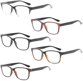 img 1 attached to 👓 Premium 5-Pack Reading Glasses: Stylish Spring Hinge Frames for Men and Women