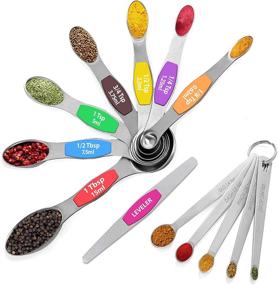 img 4 attached to 13 Piece Stainless Steel Measuring Spoons Set - Versatile Magnetic Spoons, Leveler, and Mini Spoons for Dry and Liquid Ingredients - Fits Conveniently in Spice Jars