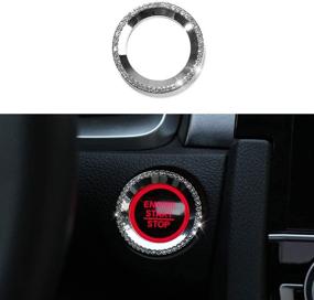 img 4 attached to Бриллиантовый кристальный стиль блестящего кольца кнопки запуска/останова двигателя - Обтекатель кнопки пуска/останова двигателя без ключа для управления питанием автомобиля Honda Civic 2016-2020