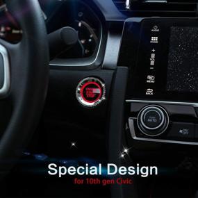 img 1 attached to Бриллиантовый кристальный стиль блестящего кольца кнопки запуска/останова двигателя - Обтекатель кнопки пуска/останова двигателя без ключа для управления питанием автомобиля Honda Civic 2016-2020