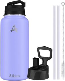 img 4 attached to 🍆 Aikico Lavender Purple 32oz Stainless Steel Water Bottle with Straw Lid - Double Vacuum Insulated Thermos Mug for Hot and Cold Drinks, Reusable Wide Mouth Flask