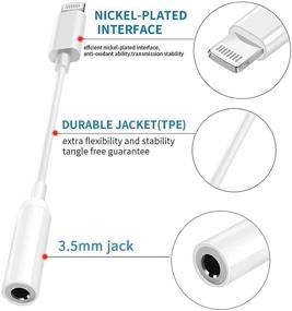 img 2 attached to 🎧 Apple MFi Certified 3 Pack Lightning to 3.5mm Headphone Jack Adapter – Compatible with iPhone 12/11/XS/XR/X 8 7/iPad – Support Call & Music Control