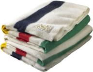 woolrich 4 point blanket, natural with multi stripes - hudson bay, 72x90 inches logo