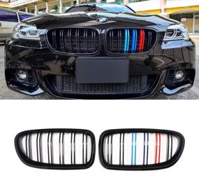 img 4 attached to 🔥 Enhance Your BMW 5 Series F10/F11 with SNA M Color F10 Grille - Gloss Black Double Slats Grill (2-pc Set)