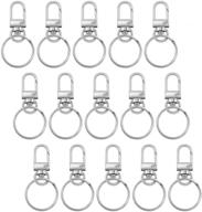 🔑 ruesious silver key ring clips set - 15 pcs key chain hooks with 15pcs 25mm keychains - premium swivel snap hooks with key rings and clasps for key jewelry diy crafts logo