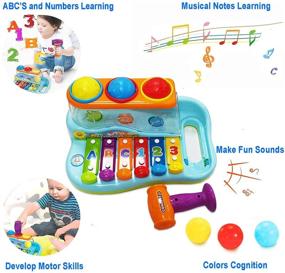 img 2 attached to HOLA Hammering Pounding 1 Year Old Toys: Ball Pound and Tap Bench Toy with Xylophone for Musical Developmental Education. Ideal for Toddler Toys Age 1-2, 18-24 Months, 1-3 Year Old Boy and Girl Babies.