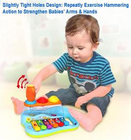 img 3 attached to HOLA Hammering Pounding 1 Year Old Toys: Ball Pound and Tap Bench Toy with Xylophone for Musical Developmental Education. Ideal for Toddler Toys Age 1-2, 18-24 Months, 1-3 Year Old Boy and Girl Babies.