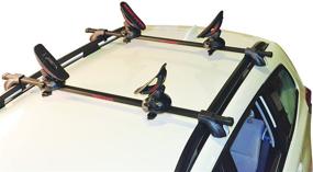 img 4 attached to Universal Car Rack Kayak Carrier Set of 4 with Bow and Stern Lines from Malone Saddle Up Pro