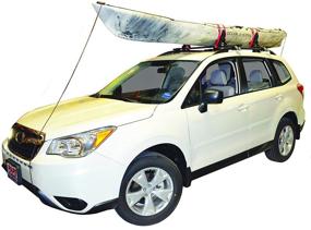 img 1 attached to Universal Car Rack Kayak Carrier Set of 4 with Bow and Stern Lines from Malone Saddle Up Pro