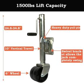 img 3 attached to 🚗 Uyoyous Swivel Trailer Tongue Jack - 1500 lbs Capacity RV Trailer Tongue Jack Marine Boat Trailer Bolt-On Twin Towing Track Caster 10 Inches Vertical Travel with 6" Dual Wheels