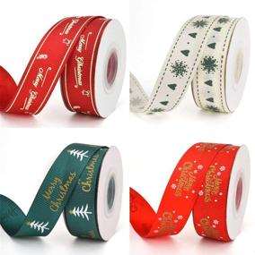 img 1 attached to 🎁 Aoyoja 4 Rolls Christmas Ribbon: 40 Yards of 6/8" Snowflake Printed Xmas Red Green Grosgrain Ribbon for Gift Wrapping, DIY Crafts, Christmas Holiday Decorations, Wreath (4 Color Variety)