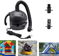 800w electric pump for inflatables: air mattress, air bed, pool toy, raft, boat - quick and efficient black ac pump logo