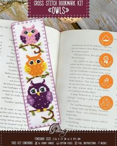 img 4 attached to 🦉 DIY Counted Cross Stitch Kit - Fun Embroidery Bookmark for Adults or Kids - Easy-to-Use Craft Collection with Owls