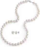 elegant women's jewelry set: freshwater cultured pearl necklace with matching earrings logo