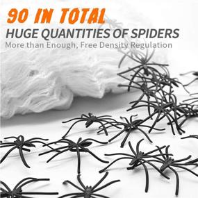 img 1 attached to Kidtion 1000 sqft Halloween Spider Web: Super Stretchy Giant Cobwebs Decoration with 90 Extra Fake Spiders - Perfect for Halloween Decorations & Party Favors | Indoor/Outdoor 9.8oz Spider Webbing