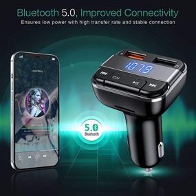 img 2 attached to 🚗 Bluetooth FM Transmitter for Car - ORIA 5.0, Bluetooth FM Radio Adapter with QC 3.0 Charging, USB Drive, TF Card, Hands-Free Talking