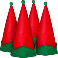 🎅 satinior 4 pieces red felt elf hats – perfect christmas santa elf hat for teens - festive xmas holiday party costume favors & accessories logo