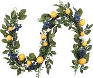 🍋 vibrant 6 feet spring fruit garland: artificial lemons, blueberries, and green leaves for outdoor and indoor home decor - perfect for front doors, walls, and fall decorations logo