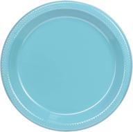 🍽️ premium light blue plastic plates - elegant 9 inch disposable plates - pack of 50 logo