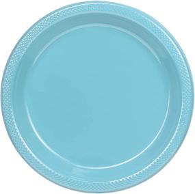 img 4 attached to 🍽️ Premium Light Blue Plastic Plates - Elegant 9 Inch Disposable Plates - Pack of 50